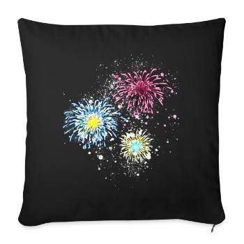 Fireworks,rockets,stars,New Year's Eve,graffiti,colorful - Sofa pillow with filling 45cm x 45cm - black - Front
