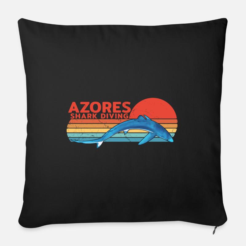 Blue Shark Açores Plongée avec les requins - Coussin et housse de 45 x 45 cm - noir