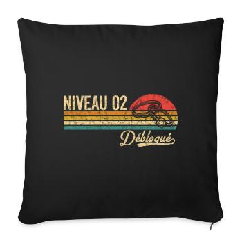 2 Ans de Mariage Noce de Cuir Niveau 2 Débloqué - Coussin et housse de 45 x 45 cm - noir - Devant