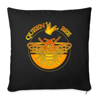 queen bee - queen bee & golden crown - Sofa pillow with filling 45cm x 45cm - black - Front