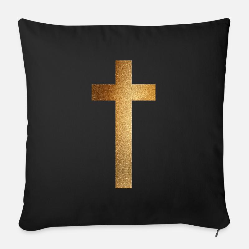 Goldenes Kreuz - Sofakissen mit Füllung 45 x 45 cm - Schwarz