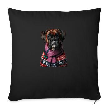 Deutscher Boxer Weihnachten - Sofakissen mit Füllung 45 x 45 cm - Schwarz - Vorne
