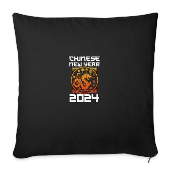 Chinese New Year 2024 Chinese Zodiac - Sofa pillow with filling 45cm x 45cm - black - Front
