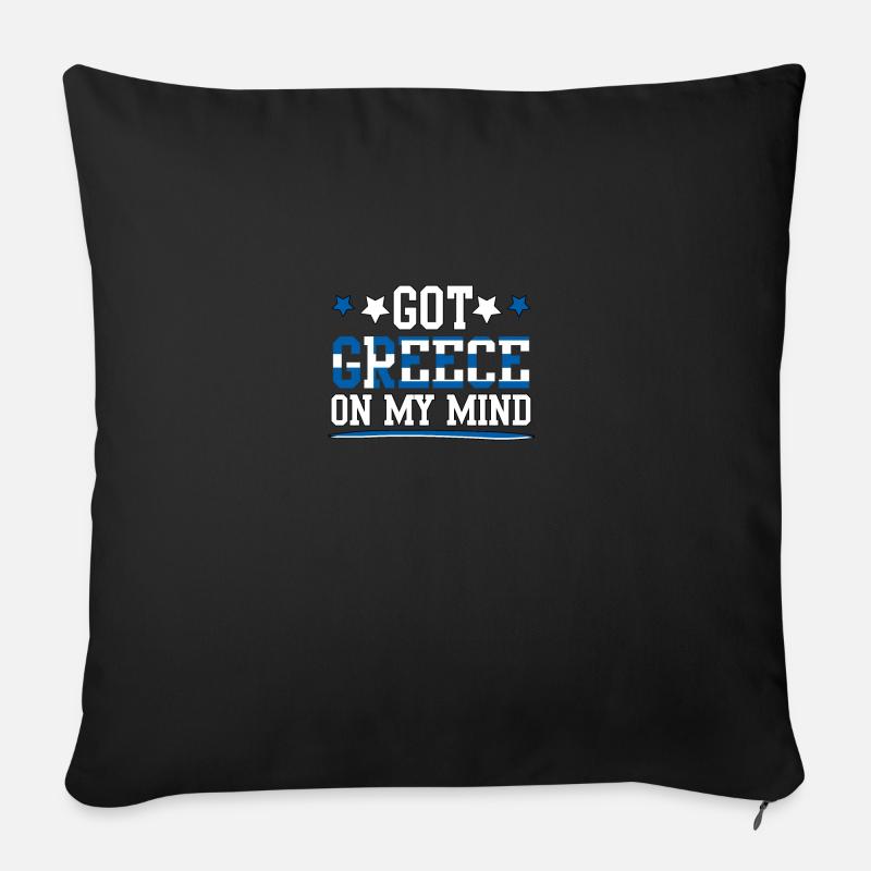 J’ai la Grèce en tête Drapeau grec - Coussin et housse de 45 x 45 cm - noir