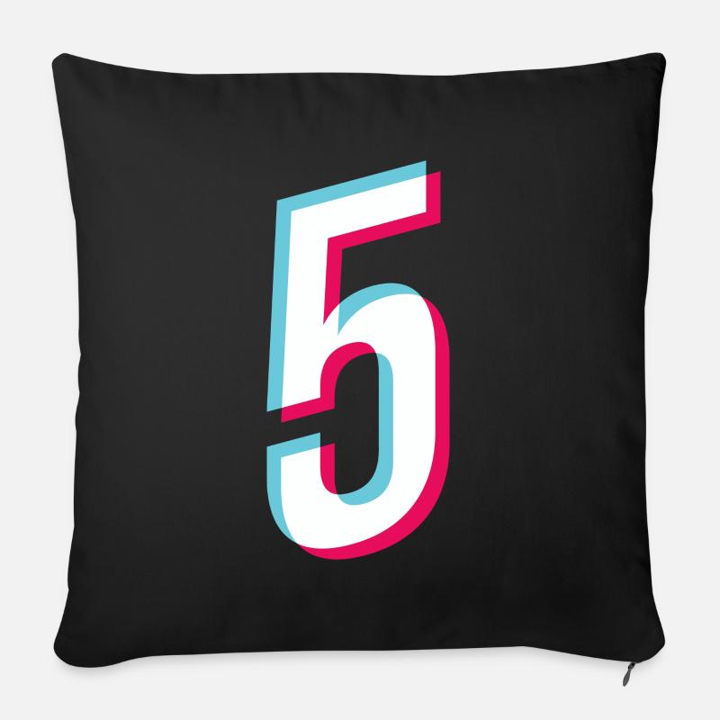 5 - NUMMER 5 - Zahl 5 Trikotnummer - Sofakissen mit Füllung 45 x 45 cm - Schwarz
