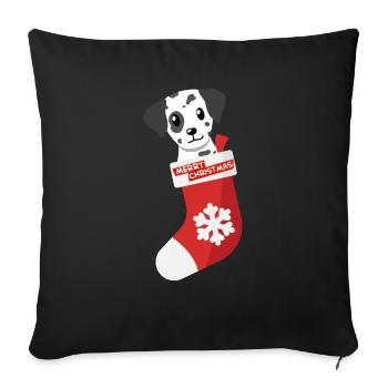Pfotschafter X-Mas - Dalmatian in Santa Claus boot - Sofa pillow with filling 45cm x 45cm - black - Front