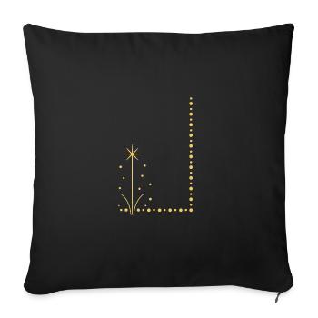 Plante étoile dorée sur le bord - Coussin et housse de 45 x 45 cm - noir - Devant