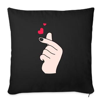 Finger hearts 2 - Sofa pillow with filling 45cm x 45cm - black - Front