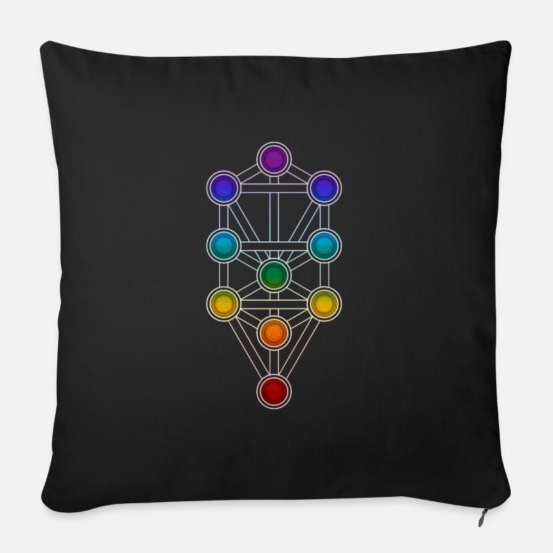 Baum des Lebens Sephiroth Chakra Kabbala Matrix - Sofakissen mit Füllung 45 x 45 cm - Schwarz