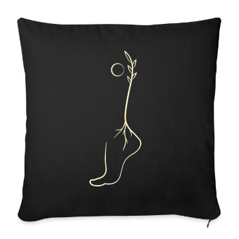 Leichter Fuß, Essener animistische Zeichnung, vergoldet - Sofakissen mit Füllung 45 x 45 cm - Schwarz - Vorne