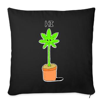 Plante de cannabis mignon bébé salut bonjour drôle belle bande dessinée - Coussin et housse de 45 x 45 cm - noir - Devant