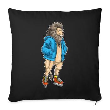 Löwe Eislaufen Schlittschuhe Wintersport - Sofa pillow with filling 45cm x 45cm - black - Front