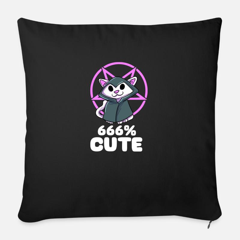 666 % Cute Satan Katze Hexe Pentagramm Gothic - Sofakissen mit Füllung 45 x 45 cm - Schwarz