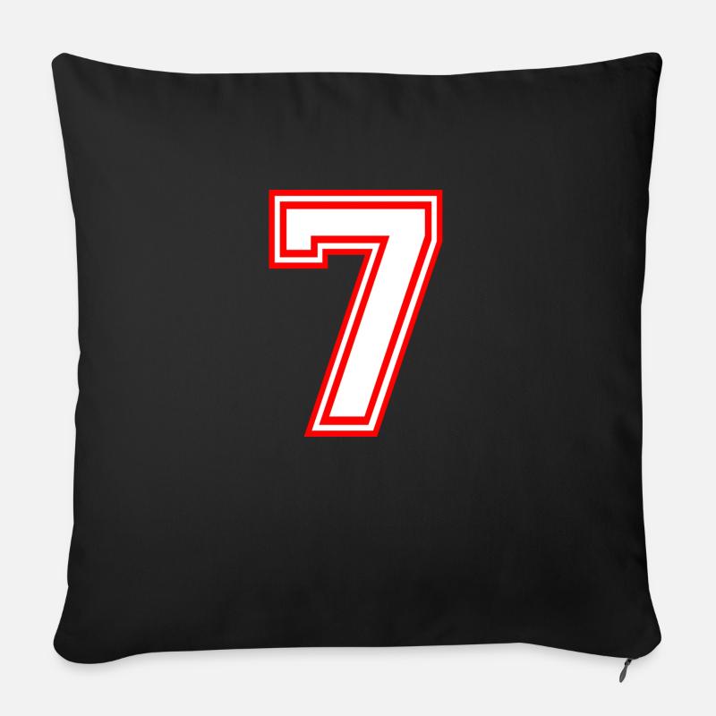 NUMMBER SEPT 7 LUCKY NUMBER SEVEN RETRO STYLE - Coussin et housse de 45 x 45 cm - noir
