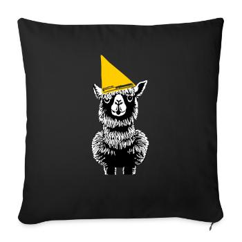 Alpaga et fête, animaux, amoureux des animaux - Coussin et housse de 45 x 45 cm - noir - Devant