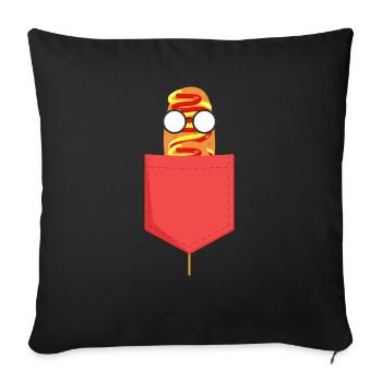 Corndog dans une poche - Coussin et housse de 45 x 45 cm - noir - Devant