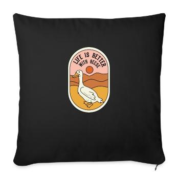Vie avec des oies, faune, nature, oie mignonne - Coussin et housse de 45 x 45 cm - noir - Devant