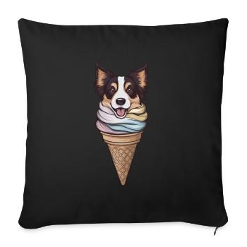 Border Collie as Waffle Cream for Cream Lovers - Sofa pillow with filling 45cm x 45cm - black - Front