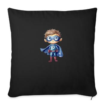 Illustration de l’aquarelle de super-héros - Coussin et housse de 45 x 45 cm - noir - Devant