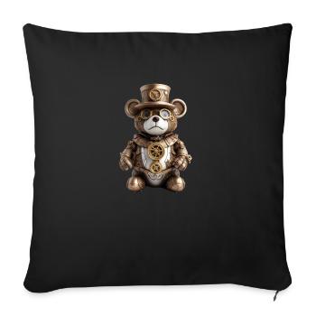 Steampunk Teddy - Sofa pillow with filling 45cm x 45cm - black - Front