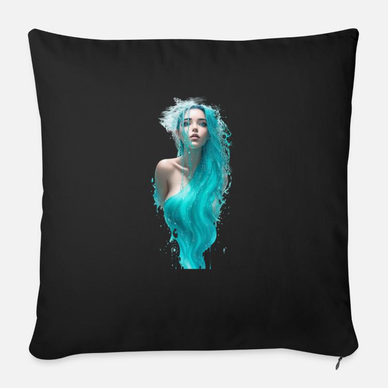 ätherische Halbkörperporträt einer Frau Wasser F - Sofakissen mit Füllung 45 x 45 cm - Schwarz