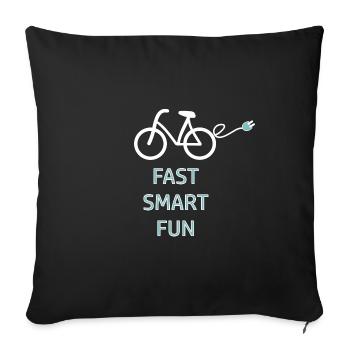 E-BIKE FAST SMART FUN - Sofa pillow with filling 45cm x 45cm - black - Front