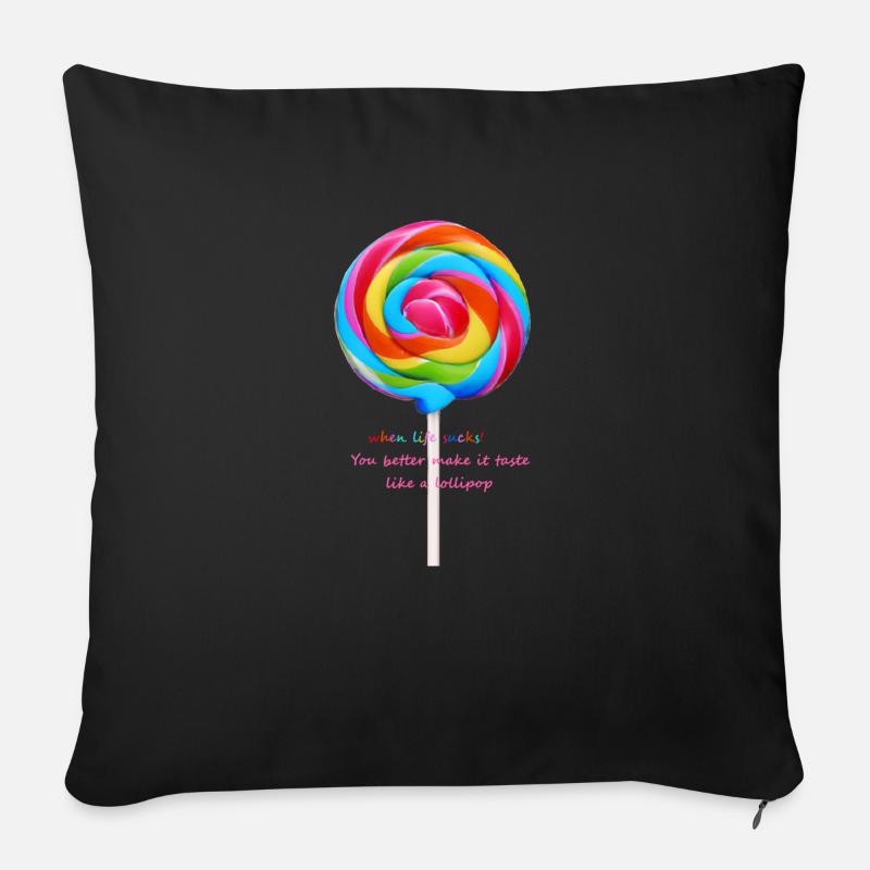 Wenn das Leben ist! Lutscher - Sofakissen mit Füllung 45 x 45 cm - Schwarz