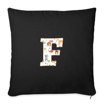 Letter F, Monogram, Animal Pattern - Sofa pillow with filling 45cm x 45cm - black - Front
