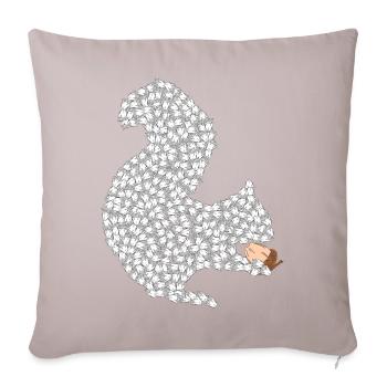 Écureuils de noix avec noix dans la patte - Coussin et housse de 45 x 45 cm - taupe clair - Devant