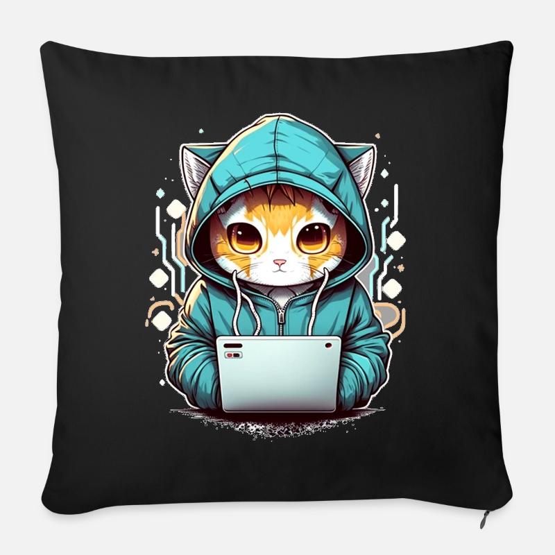 Coding cat - Sofakissen mit Füllung 45 x 45 cm - Schwarz