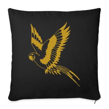 Perroquet volant en or - Coussin et housse de 45 x 45 cm - noir - Devant