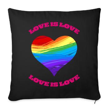 L’amour est l’amour. Conception de coeur arc-en-ciel. - Coussin et housse de 45 x 45 cm - noir - Devant