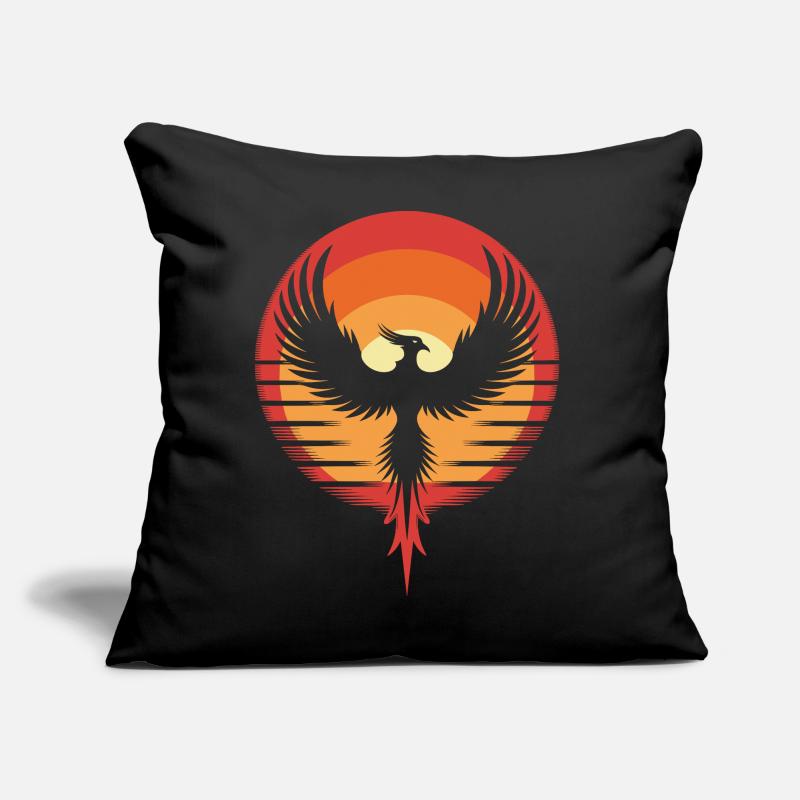 Phoenix rétro dans le style du coucher de soleil Coussin et housse de 45 x 45 cm