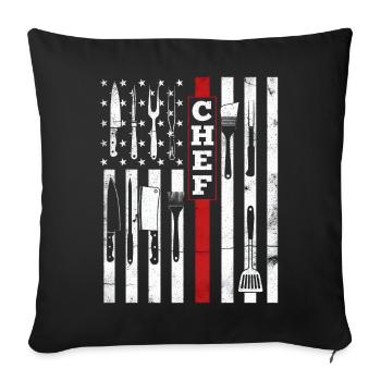 Chef USA Flag - Cuisine Patriot Grilling - Coussin et housse de 45 x 45 cm - noir - Devant