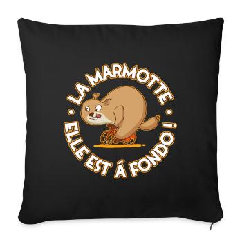 Groundhog cycling at full throttle - Sofa pillow with filling 45cm x 45cm - black - Front