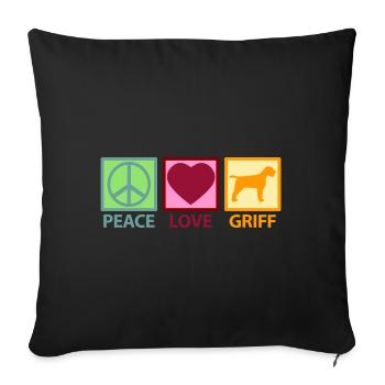 Griffon Korthal’s Pointing Dog Mama Maman Paix Amour - Coussin et housse de 45 x 45 cm - noir - Devant