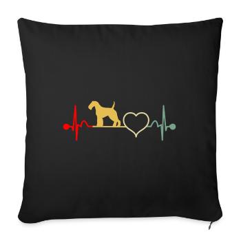 Welsh Terrier Heartbeat Vintage - Sofa pillow with filling 45cm x 45cm - black - Front