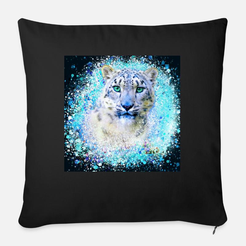 schneeleopard,katze,leopard, jaguar,weiss,graffiti - Sofakissen mit Füllung 45 x 45 cm - Schwarz