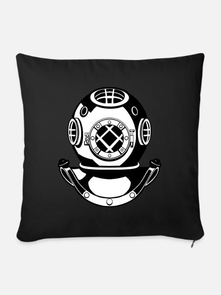 Taucherhelm Illustration - Sofakissen mit Füllung 45 x 45 cm - Schwarz
