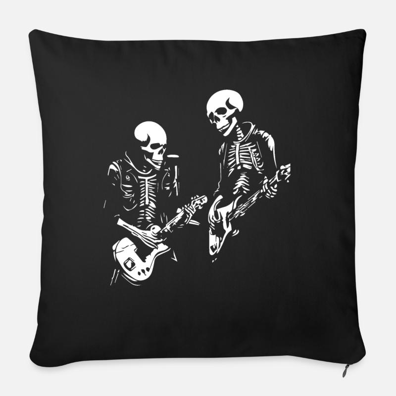 Les squelettes jouent au Rock n Roll - Coussin et housse de 45 x 45 cm - noir