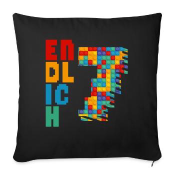 Finally 7 building blocks - Sofa pillow with filling 45cm x 45cm - black - Front