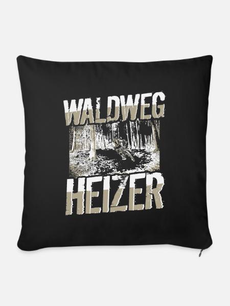 MTB Mountainbiker - Waldweg Heizer - Sofakissen mit Füllung 45 x 45 cm - Schwarz
