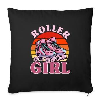 Roller Skating, Roller Skate Motif, Girls, Kids - Sofa pillow with filling 45cm x 45cm - black - Front