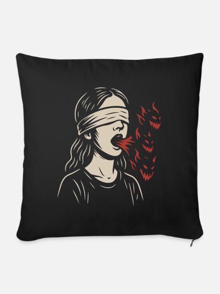 Blindfolded Girl - Sofakissen mit Füllung 45 x 45 cm - Schwarz