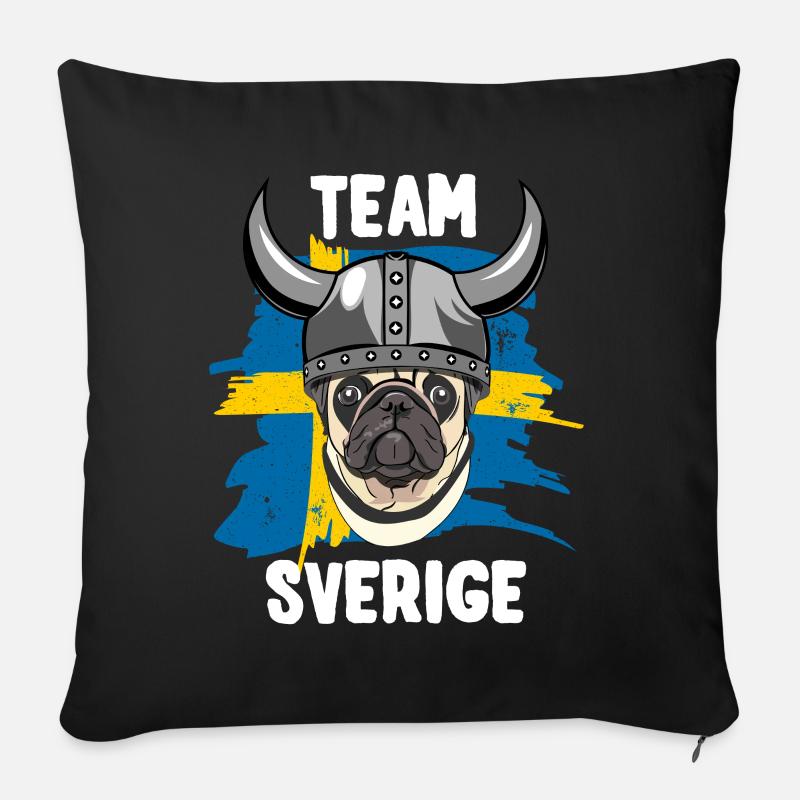 Mops Team Schweden - Sofakissen mit Füllung 45 x 45 cm - Schwarz