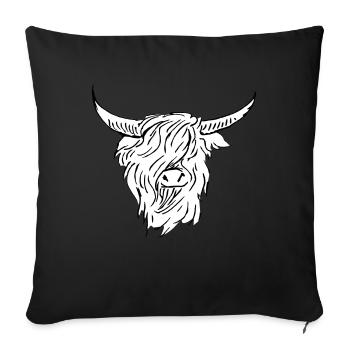 scottish highlander black white line drawing - Sofa pillow with filling 45cm x 45cm - black - Front