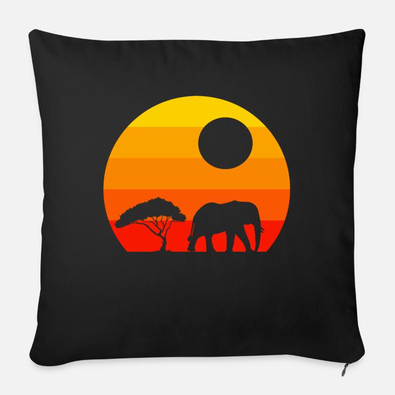 Sonnenuntergang Afrika Tier Retro Elefant - Sofakissen mit Füllung 45 x 45 cm - Schwarz