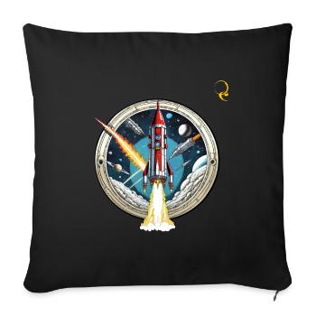 SPACE CONQUEST - Sofa pillow with filling 45cm x 45cm - black - Front