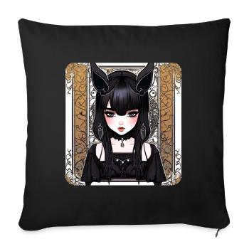 Mystérieuse fille gothique cool - Coussin et housse de 45 x 45 cm - noir - Devant