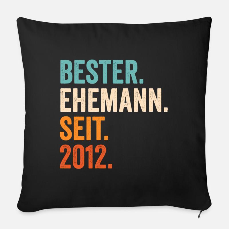 Bester Ehemann Seit 2012 9. Hochzeitstag 9 Jahre - Sofakissen mit Füllung 45 x 45 cm - Schwarz